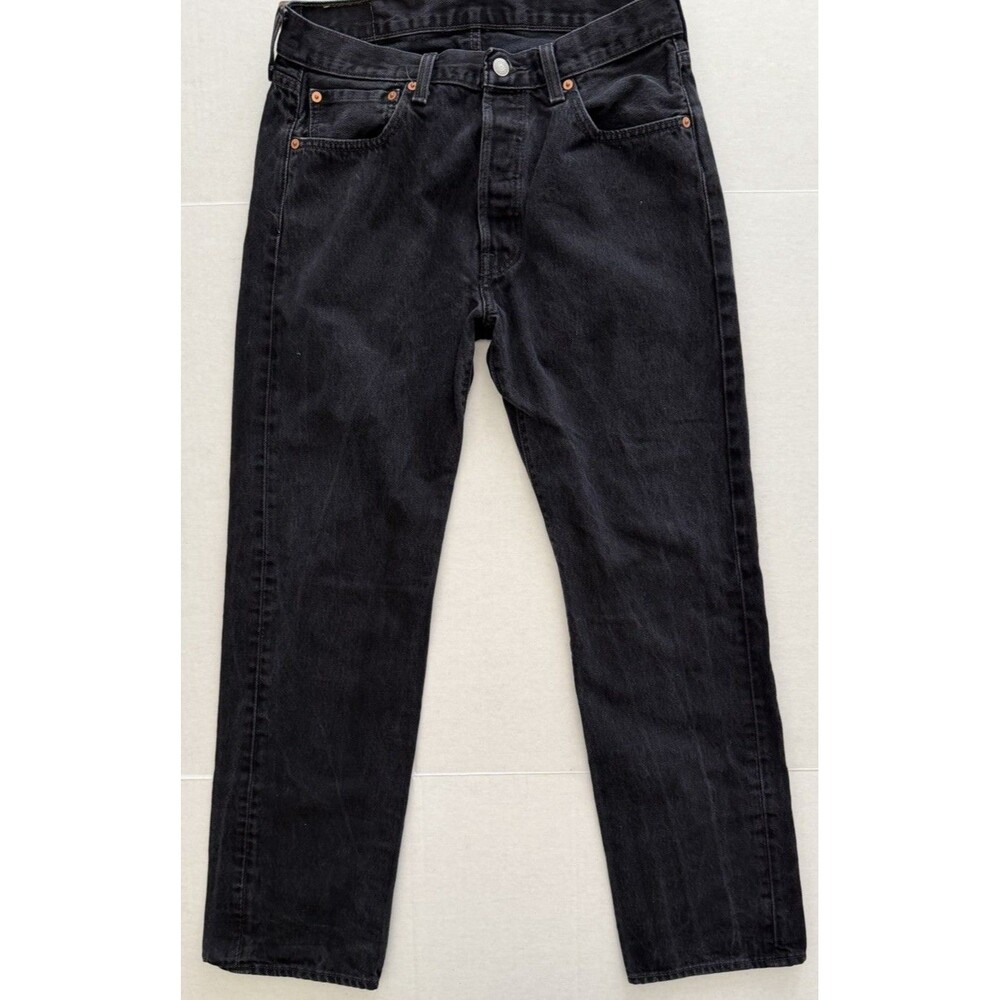 Levi’s 501 Men’s Black Dark Wash Denim Straight Jeans 33x32 5-Pocket Button